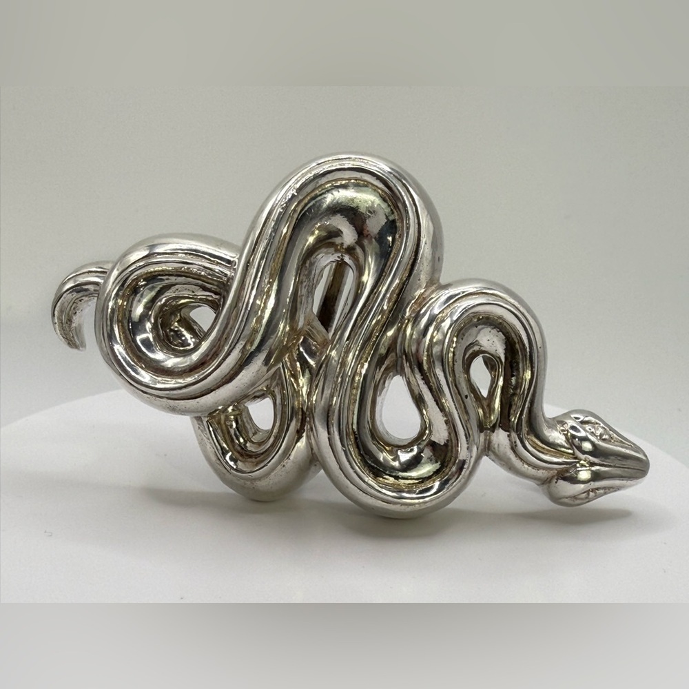 BARRY KIESELSTEIN-CORD STERLING SILVER SNAKE BELT BUCKLE 106 GRAMS 1993